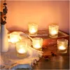 Castiçais conjunto de 12 vidro transparente tealight bk votivo dandelion copos de girassol moderno pilar stands para mesa central gota deli othg9