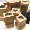 Wrap Prezent 50PCS Papier Wedding Favor Favor Pudełko prezentowe Kraft Papierowe ciasteczka Candy Pvc Windows Boxes Birthday Party