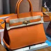 Designer Genuine Leather Bk Platinum Handbag 30cm Tote Golden Brown Tr Togo Fashionable Commuter Women's Bag Bags