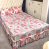 Saia de cama decoração de quarto de meninas estilo princesa quatro estações protetor de colchão universal padrão de flores