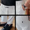 メンズパンツブラックホワイト刺繍ビジネスフォーマルメン韓国スタイルスリムオフィスソーシャルスーツ高品質のストリートウェアアンクル230829