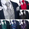 Mens Vests Men Vest Tie Set Classic Wedding Paisley Black Gold Tuxedo Suit Formal Dress Male Waistcoat Sleeveless DiBanGu 230829