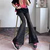 Women's Pants Tinomiswa Sequins Patchwork Bling Flare Women High Waist Temperament Summer Elegant Trousers Female Fashion Slim Capris