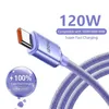 120W Typ C -kabel 6A Super Fast Charger Cable 0.25m/1M/1,5M/2M Snabbladdning USB C -kablar C Laddare för Samsung Xiaomi Huawei