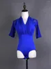 Stage Wear Solid Color Female Clothing Practice Dance Latin Rompers Mesh Patchwork Evening Clothes Girl Pleated Sports Costume Use