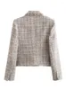 Damenjacken Herbst- und Winterjacke Zweireihiger Tweed-Karo-Blazermantel Vintage Langarmtaschen Weibliche Oberbekleidung