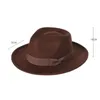 Wide Brim Hats Bucket Fashion Men Fedoras Hat Womens Jazz with Bow Tie Elegant Spring Black Woolen Blend Cap Outdoor Casual Felt 230829