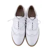 Zapatos de vestir Marca Cuero genuino Mujeres Oxford Lace Up Blanco para calidad Flat 3445 230829