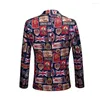 Men's Suits Printed Suit Fashion Jacket 2023 American Flag Coat Bule British