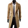 Men's Trench Coats Winter Casual Coat Men Mid-Length British Slim Jacket Double-Breasted Solid Color Male Long 2023