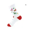 Chaussettes de noël créatives pour femmes, 1 paire, dessin animé amusant pour enfants, cadeau mignon, Elk bonhomme de neige, père noël imprimé pour Festival