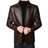 Men's Jackets Zip Closure Men Jacket Stylish Protective Faux Leather Motorcycle For Cool Autumn Winter Thick Warm Windproof