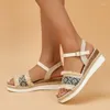 Sandaler Kvinnor Summer High Heel Elegant Platform Shoes for Sandalias Mujer Lightweight Wedges