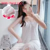 Frauen Nachtwäsche Spitze Nachthemd Sommer Koreanische Sexy Nachthemd Mit Bh Fee Mesh Hause Kleid Nachtwäsche Weibliche Schlafen Tragen