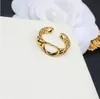 Classic Gold Plated Brand Letter Band Rings Mens Womens Fashion Designer Metal Opening Adjustable for Ring Jewelry One Size