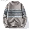 Outono/inverno masculino listra padrão weer moda masculina casual suéteres grossos pullovers de lã quenteb tamanho completo M-3XL q230830