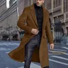 Men's Jackets Wool Man Coat Winter Long Jacket Lapel One Button Windbreakers Warm Windbreak Outwearchamarras Para Hombre