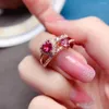 Anéis Cluster Anéis Moda Ouvir Garnet Anel para Uso Diário Natural Prata Janeiro Birthstone 925 Jóias