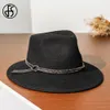 Chapeaux larges seau FS Fedoras de luxe pour femmes hommes Gentleman élégant automne hiver Jazz chapeau laine Vintage Gangster Trilby feutre casquette 230829