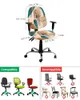 Chair Covers Flower Silhouette Lines Retro Medieval Elastic Armchair Computer Cover Removable Office Slipcover Split Seat