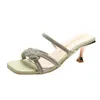 Slippers Square Head High Hear Lummer Sandals и женские хрустальные туфли INS Tide Design Slides