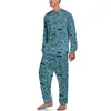 Men's Sleepwear Glasses Print Pajamas Winter 2 Pieces Hipster Elements Elegant Pajama Sets Male Long Sleeves Leisure Custom