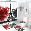 Shower Curtains Paris Tower Shower Curtain Set with Rugs Waterproof Curtain Bathing Screen Anti-slip Cover Rugs Bathroom Decor R230830