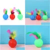 Cat Toys Funny Plastic Golf Ball Toy With Feather Interactive Kitten Teaser Pet Supplies Drop Delivery Home Garden Dh84Y