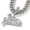 Collana con ciondolo umile con lettera di diamanti con catena in corda regalo di gioielli hip-hop bling placcato oro argento