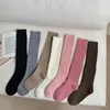 Calcetines de mujer JK rodilla alta algodón sólido largo moda femenina medias de punto a rayas vestido de pierna Calcetine Medias