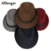 Wide Brim Hats Bucket Classics Autumn Winter Short Felt Fedoras Hat Men Black panama Vintage top sombrero trilby mens hats gentleman fedora 230829