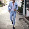 Abiti da uomo Blazer 2022 Luce Blu Uomo Smoking Per La Cerimonia Nuziale 2 Pezzi Affari Ha Raggiunto Il Picco Risvolto Costume Homme Partito Veste Mariage179f