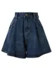 Kvinnors shorts S-5XL denim för kvinnor 2023 Summer Dark Blue Wide Leg High midja Löst jeans Femal Solid All-Match Half Pants