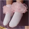 Chaussettes pour enfants 8 couleurs bébé filles coton dentelle trois-nsional chaussette à volants infantile enfant en bas âge vêtements pour enfants cadeaux de Noël M3214 Drop Deliv Dhsj2