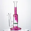 Bong in vetro inebriante da 9 pollici Tubi dell'acqua Tubo dritto Narghilè Beecomb Perc Bong in vetro per acqua Pizzico di ghiaccio Olio Dab Rigs 14mm Giunto femmina Verde Blu con ciotola