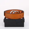MEN MENSERES BLOTS CLASSIC FASION LUSATION LETTER L Smooth Buckle Womens Mens Leather Belt Width 3.8cm with Orange Box 00001
