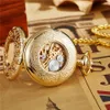 Карманные часы древний антикварный стимпанк механические карманные часы для колье в половине скелета