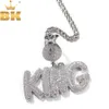 Hänghalsband Bling King Custom Bubble Letters With Dollar Sign Money Bag Clasp Name Pendant Necklace Iced Out CZ Charm Hiphop Jewelry 230830