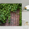 Shower Curtains Rose Brick Wall Shower Curtain Flowers Butterfly Green Vine Plants Fabric Bathroom Supplies With Cloth Curtains R230830