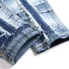 Punk Style Blue Patchwork Jeans Fashion Mid-Rise Slim Slacks Hip Hop Biker Pencil Pants HKD230829