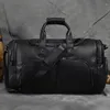 Duffel Bags Genuine Leather Men's Leisure Travel Bag Large Capacity Handbag Shoulder Diagonal Cross Luggage Business