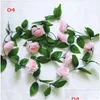 Flores decorativas grinaldas 240cm decoração de casamento artificial falso seda rosa flor videira pendurado guirlanda decoração de casa 15 cores dro otjiy