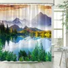 Tende da doccia Primavera Foresta Paesaggio Tenda da doccia Giungla tropicale Piante Cascata Natura Scenario Tende Giardino Bagno Decor con R230830