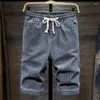 Men's Shorts Plus Size 5XL 6XL 7XL Striped Short Jeans 2023 Summer Fashion Advanced Stretch Casual Denim Pants Male Brand