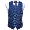 Mens Vests Men Vest Tie Set Classic Wedding Paisley Black Gold Tuxedo Suit Formell klänning Mannmidje Mål är ärmlös Dibangu 230829