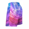 Shorts masculinos placa azul rosa roxo líquido casual troncos de natação arte abstrata secagem rápida esportes na moda tamanho grande calças curtas