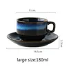 Mugs Fashionable porcelain ceramic coffee cup and dish set creative breakfast afternoon tea Japanese simple Blue 230829