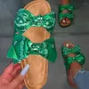 Slippers Women Summer Sandals 2023 Cow Bow-knot Slides Tie Dye Graffiti Footwear Non-Slip Flip Flop Beach