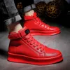 Klänningskor mode röda sneakers män bekväma hög topp skateboard man designer plattform tränare läder 230829