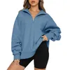 Gym Clothing Half Zip Pullover Womens Solid Color Oversized Hoodies Quarter Sweatshirts Fall Outfits Winter Clothes